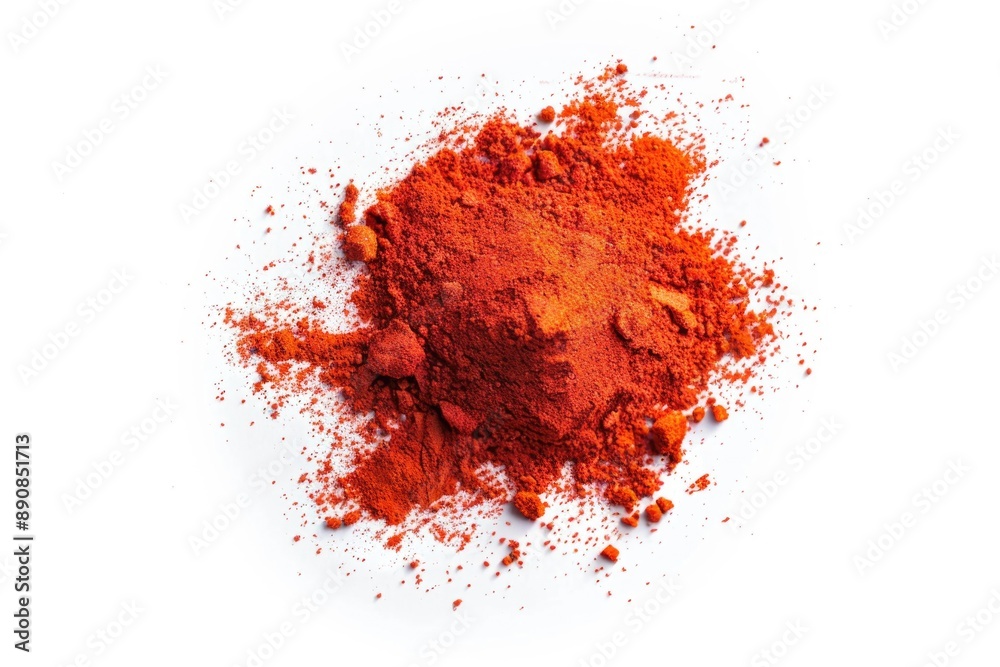 A compact amount of bright red powder sits on a clean and pure white surface, perfect for use in various contexts such as science experiments or creative projects A compact amount of bright red powder sits on a clean and pure white surface, perfect for use in various contexts such as science experiments or creative projects