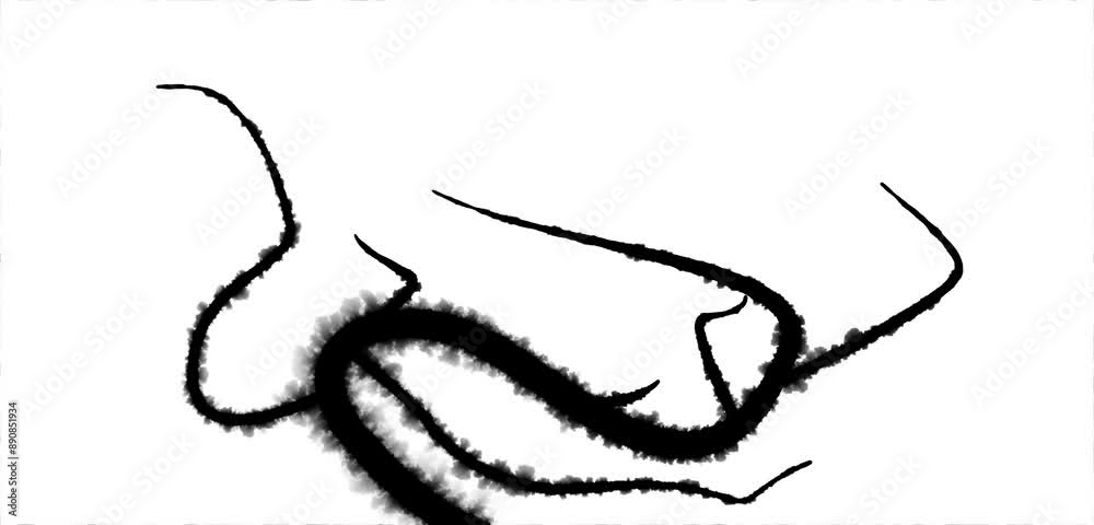 Animated ink shaped tree branches. Abstract inked curved lines Animated ink shaped tree branches. Abstract inked curved lines