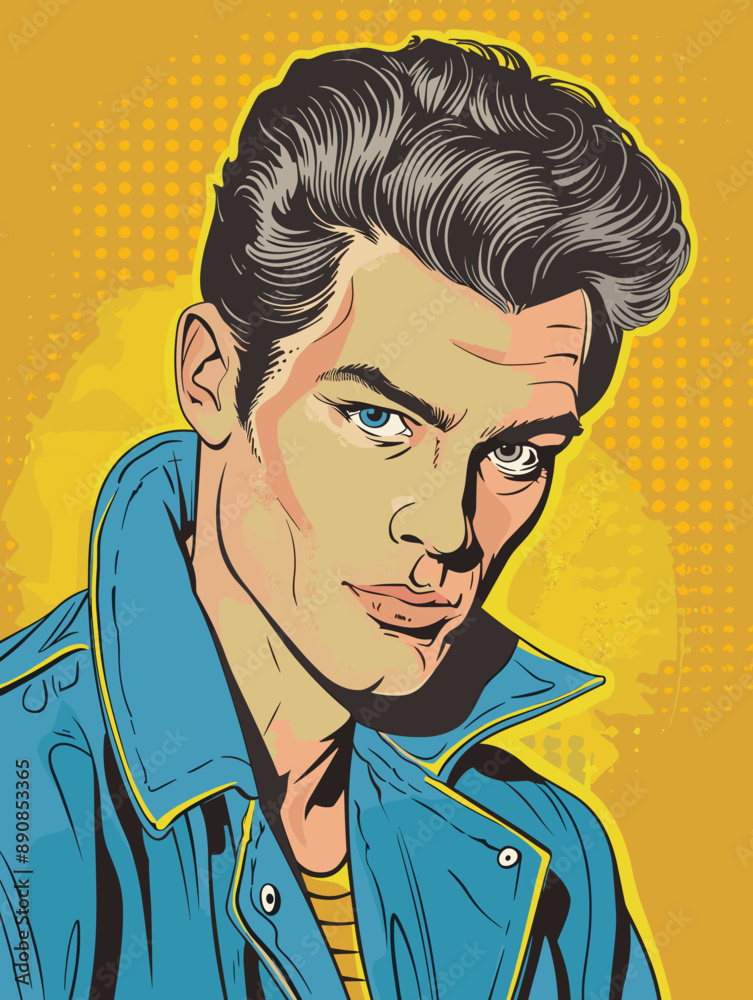 Fototapeta premium Portrait of a handsome young man. Vector illustration in sketch style.