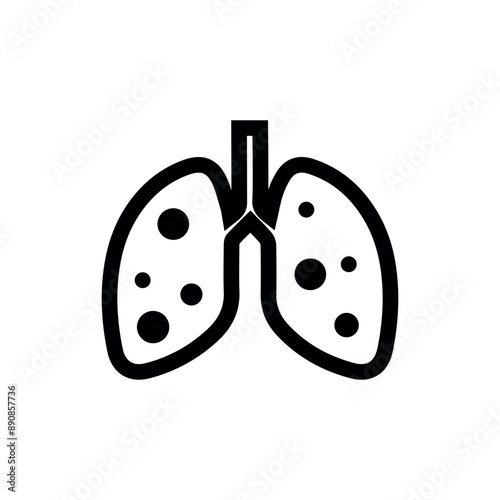 vector illustration. simple black icon. sign or symbol. shadow. sick lungs. an organ of the human body. medicine. pneumonia. virus. coronavirus