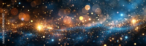 Abstract Blue And Gold Glitter Background