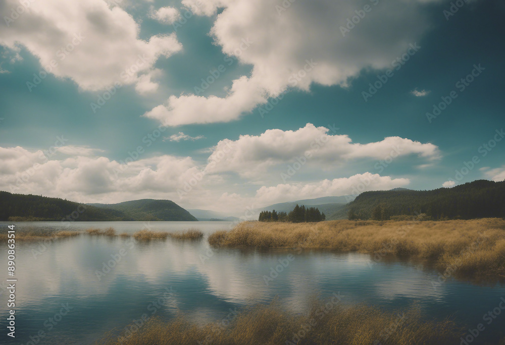 Beautiful landscape with water and clouds Beautiful landscape with water and clouds
