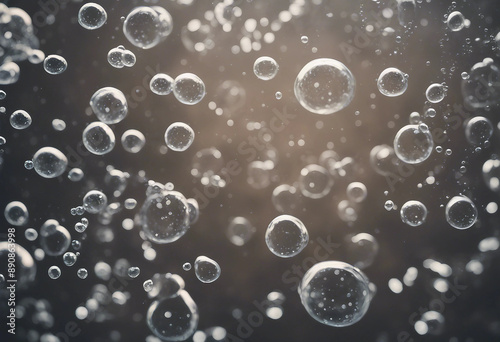 Fizzy bubbles in water from effervescent tablet pill in realistic transparent background Soda water