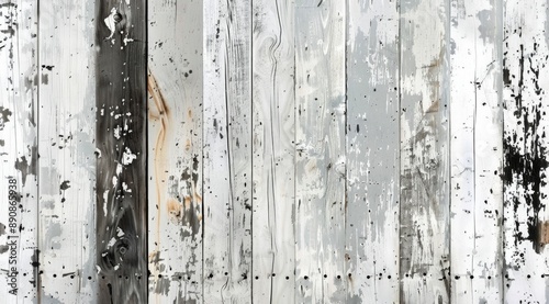 Weathered White Wooden Planks With Peeling Paint