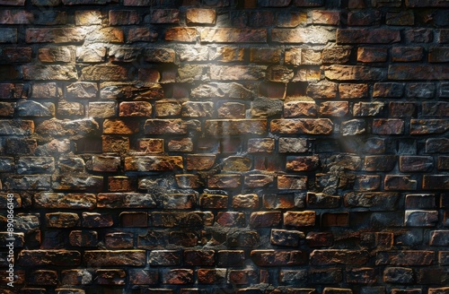 Brick Wall Lit By Spotlight At Night