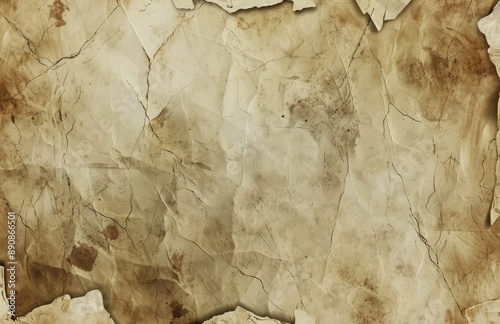 Close Up of Cracked and Stained Paper With Visible Stitching