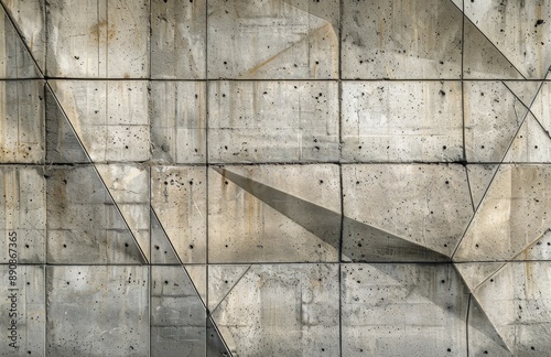 Geometric Concrete Wall Pattern in Black and White