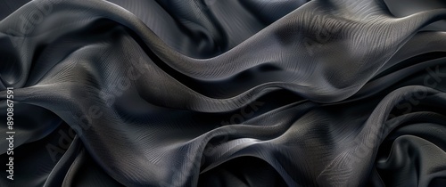 Smooth Gray Satin Fabric Draped and Wrinkled in Soft Light