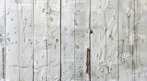Weathered White Wooden Planks With Peeling Paint