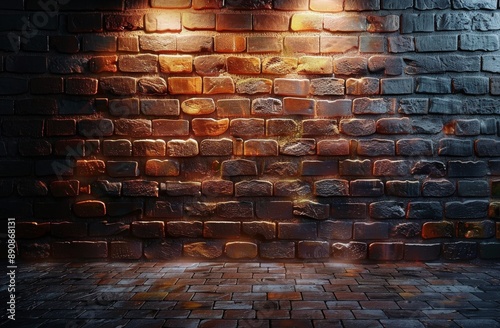 A Dark Brick Wall Illuminated By Warm Lights