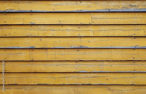 Weathered Yellow Wood Planks With Peeling Paint
