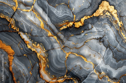 Close Up View of Gray and Gold Marble Stone