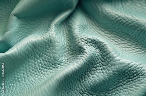 Closeup of Green Leather With Embossed Pattern