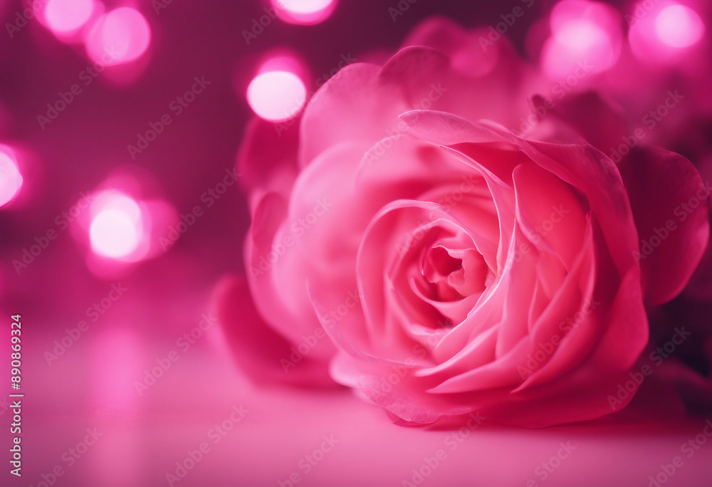 Fototapeta premium Happy valentines day with pink light neon on background flower premium photo