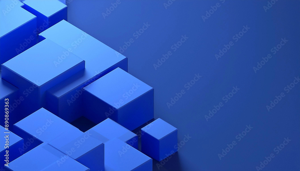 Abstract 3D cube Bacground on blue background Abstract 3D cube Bacground on blue background