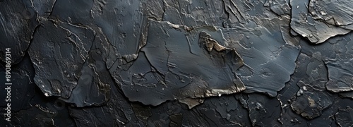 Close Up of Cracked Black Painted Concrete Wall Texture