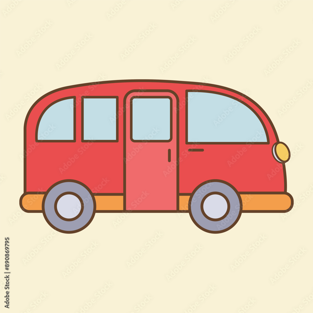Red Van Flat Design Clipart