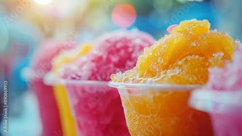 Cups of Slushies / Granitas on a summer blurred background photo