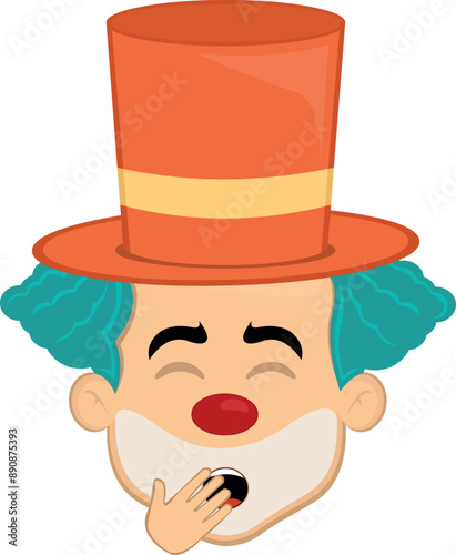 vector illustration face character clown cartoon yawning covering his mouth with his hand