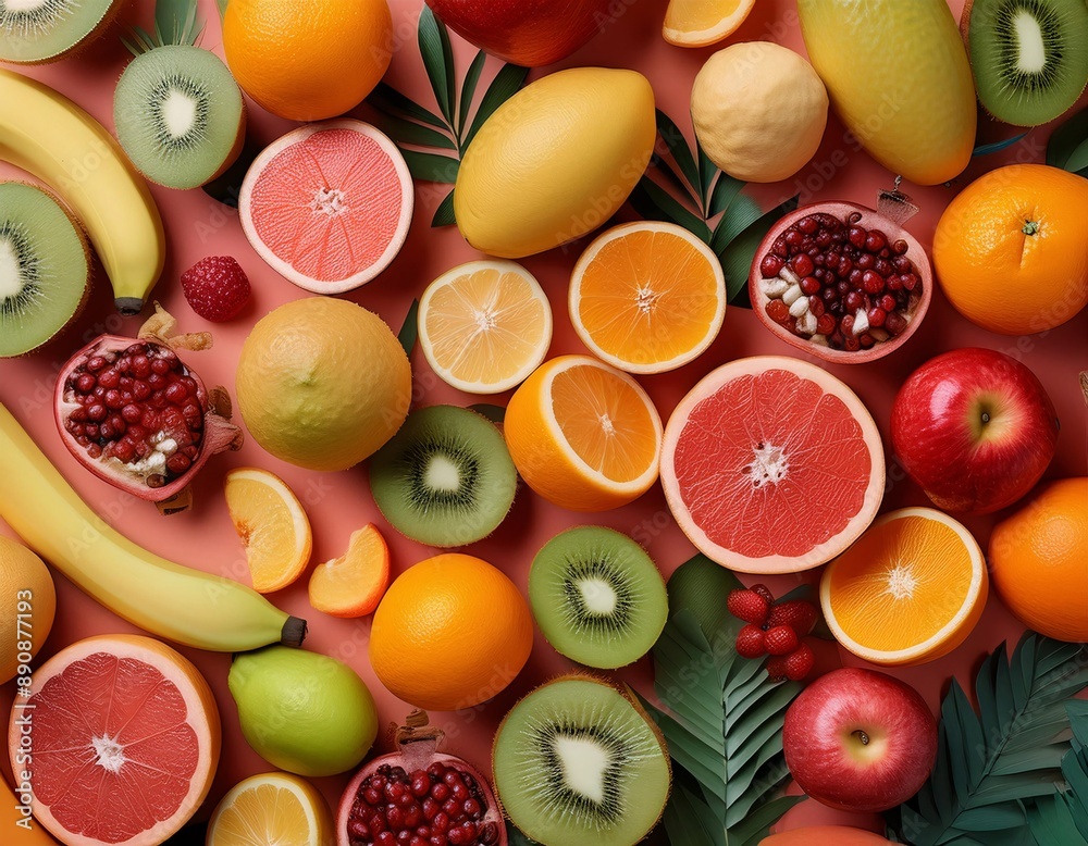 fresh fruits neatly arranged. generative ai fresh fruits neatly arranged. generative ai