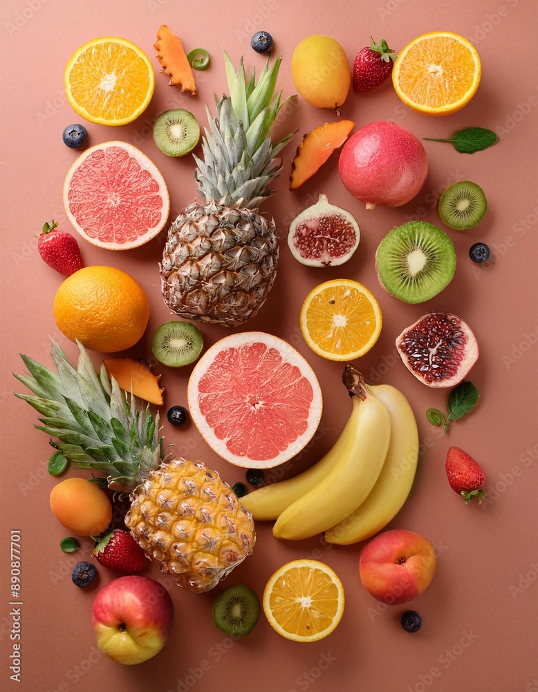 fresh fruits neatly arranged. generative ai fresh fruits neatly arranged. generative ai