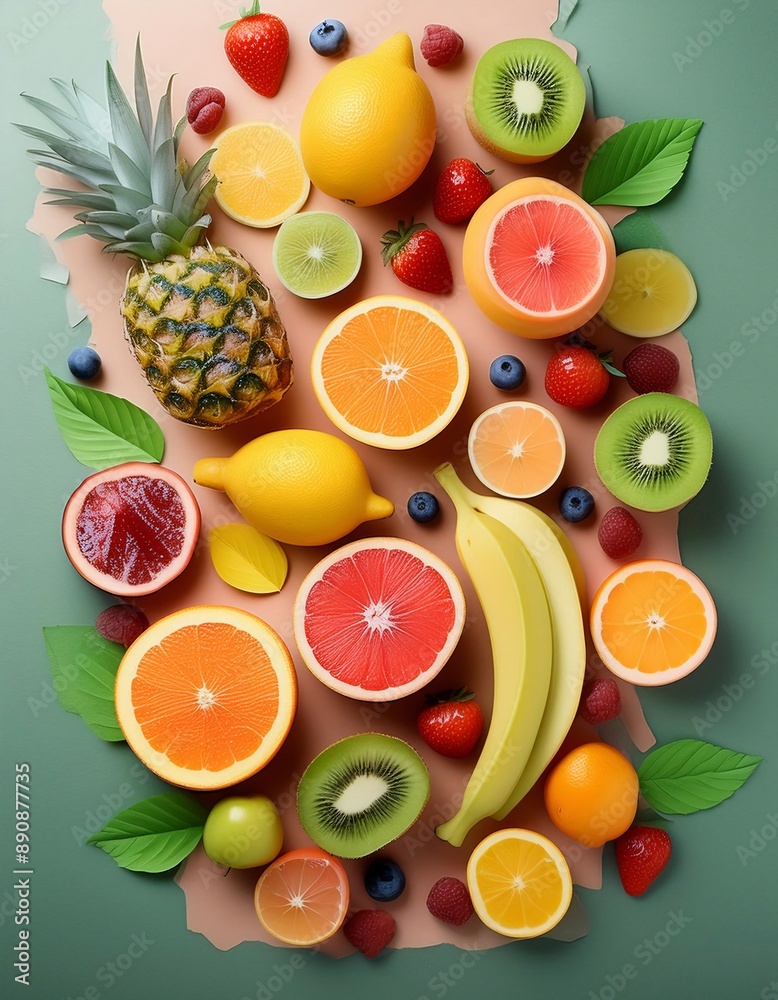 fresh fruits neatly arranged. generative ai fresh fruits neatly arranged. generative ai