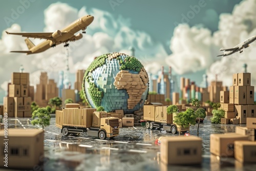 Global Shipping: A Cardboard City #890880789