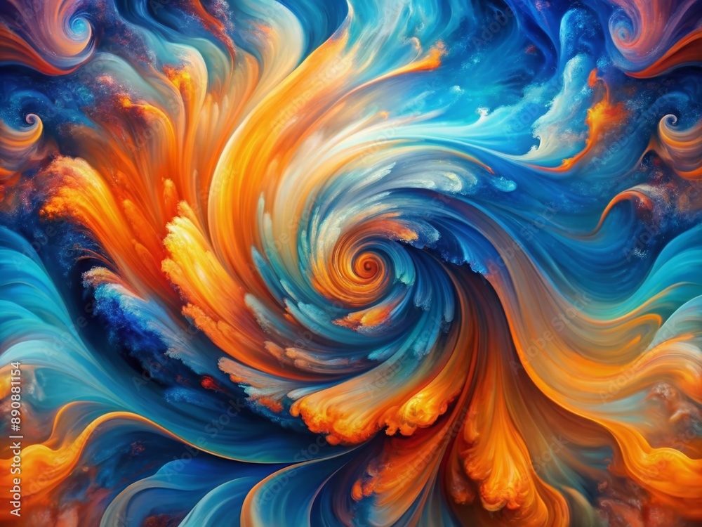 Vibrant blue and orange hues swirl together in a mesmerizing dance, creating a stunning abstract artwork that bursts with energy and creative expression. Vibrant blue and orange hues swirl together in a mesmerizing dance, creating a stunning abstract artwork that bursts with energy and creative expression.