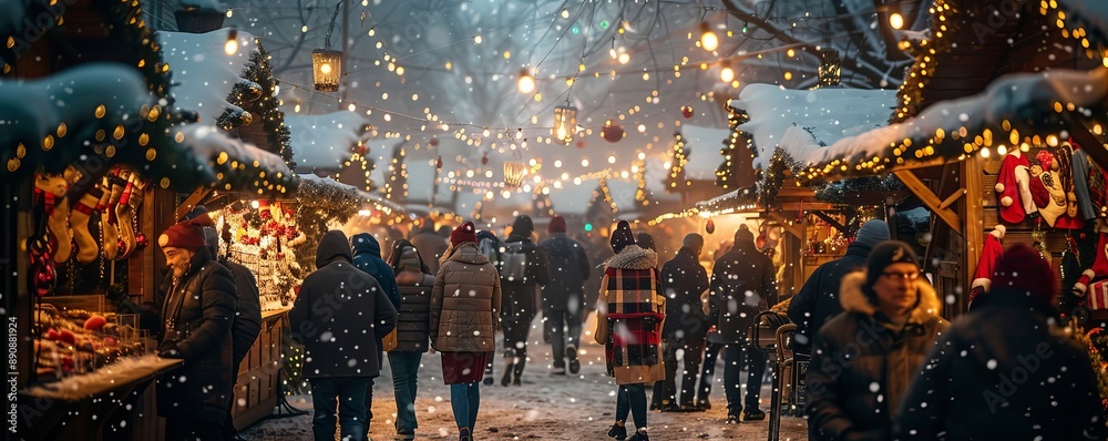 A group of people standing at a Christmas market and drinking mulled wine, Christmas party. Generative AI A group of people standing at a Christmas market and drinking mulled wine, Christmas party. Generative AI