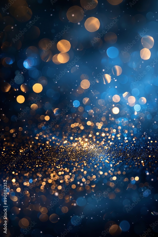 Blue and gold Abstract background and bokeh on New Year's Eve. AI generativ, Generative AI
