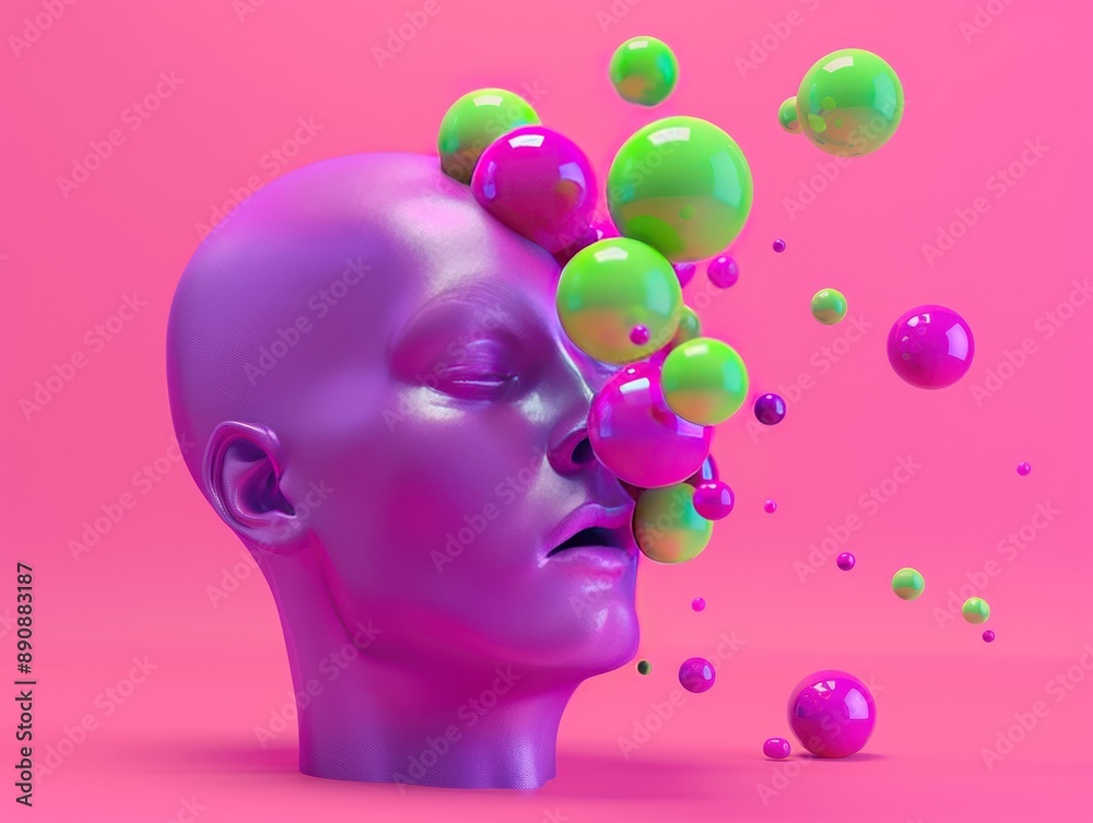 Abstract Head With Colorful Spheres Abstract Head With Colorful Spheres