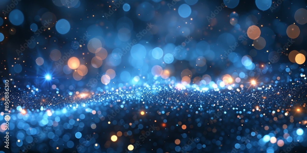 A vibrant blue background with a multitude of sparkling lights. This versatile image can be used for various design projects, Generative AI A vibrant blue background with a multitude of sparkling lights. This versatile image can be used for various design projects, Generative AI