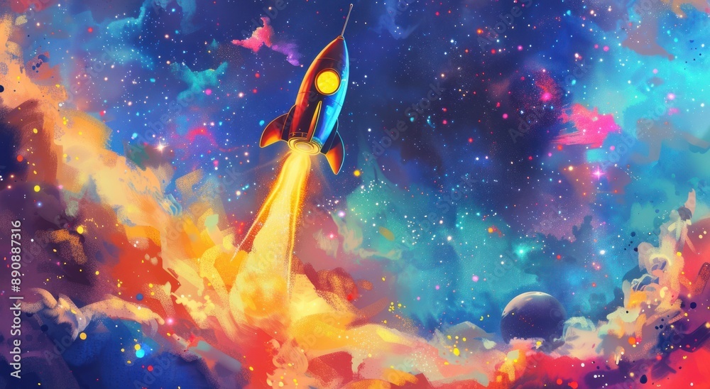Rocket Launch Through a Cosmic Nebula Rocket Launch Through a Cosmic Nebula