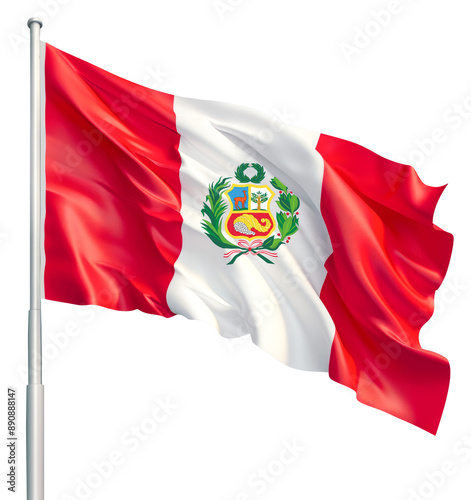 National flag of Peru waving on a flagpole.
