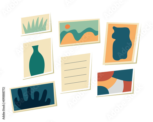 Abstract posters and pictures flat style vector set