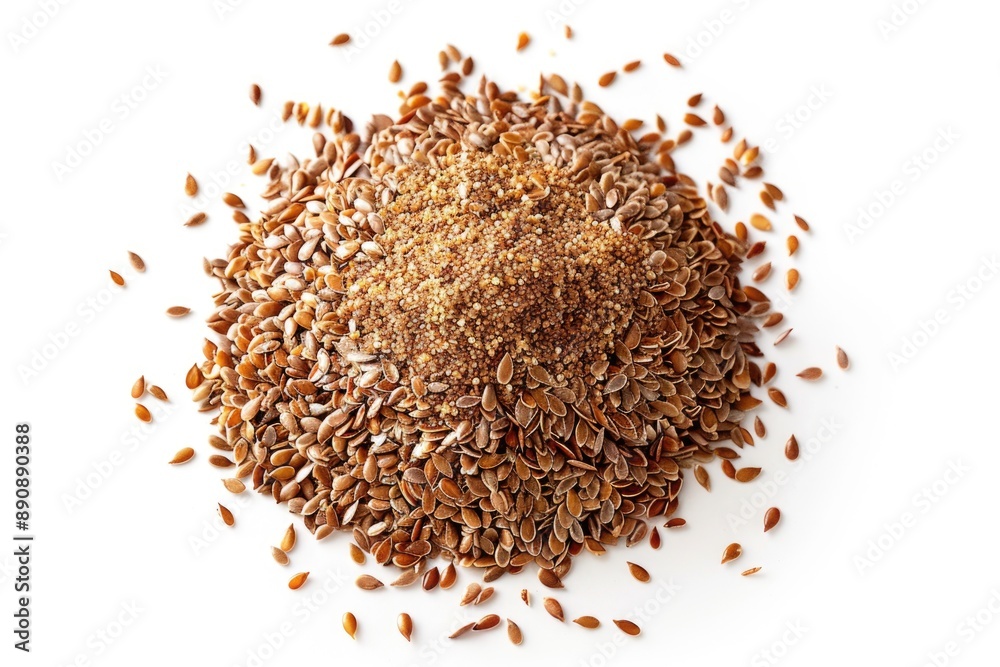 A compact pile of flax seeds sitting on a white surface A compact pile of flax seeds sitting on a white surface