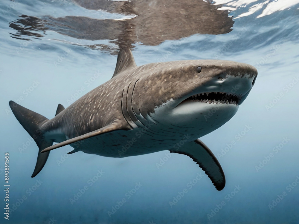 Fototapeta premium great white shark isolated background