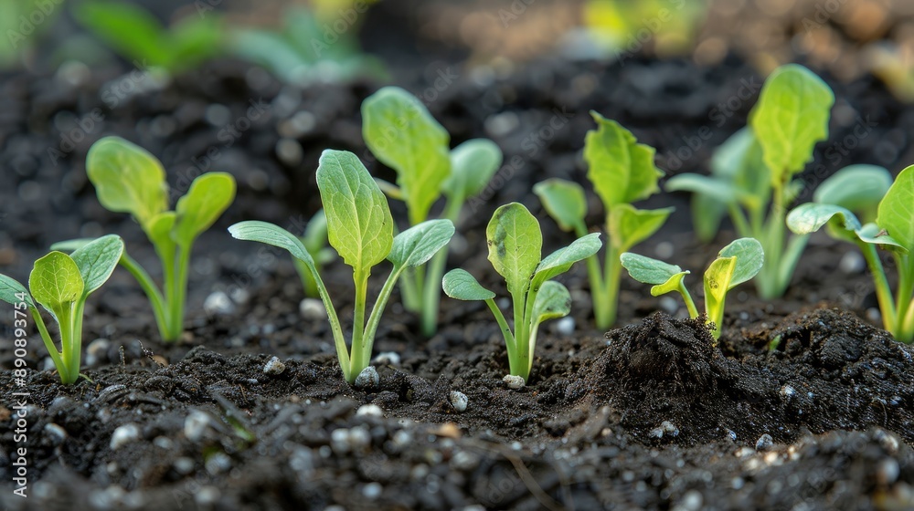 A group of fresh seedlings emerging from soil, showcasing the promise of new life. 
