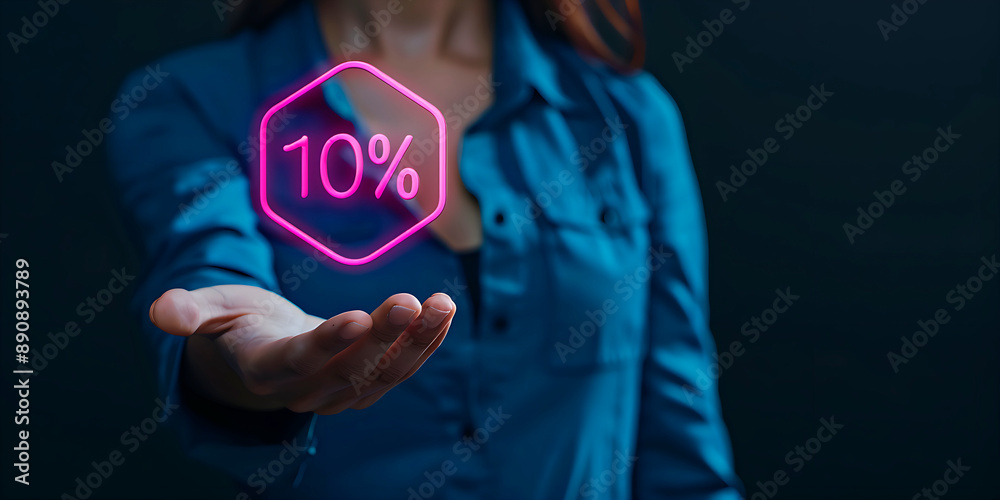 A woman is holding a hand up to show a 10% discount
A woman is holding a hand up to show a 10% discount