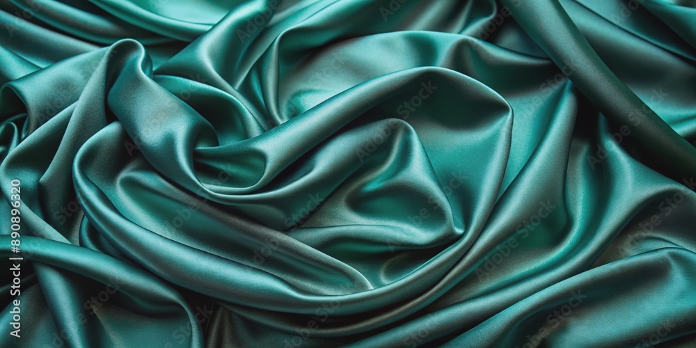 Luxurious dark teal green silk satin fabric with soft, smooth folds and subtle sheen, providing a sophisticated background for design elements or text overlays. Luxurious dark teal green silk satin fabric with soft, smooth folds and subtle sheen, providing a sophisticated background for design elements or text overlays.
