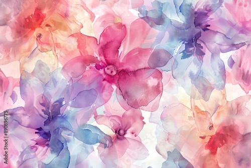 Fototapeta Naklejka Na Ścianę i Meble -  Close-up view of colorful flowers depicted in an oil painting