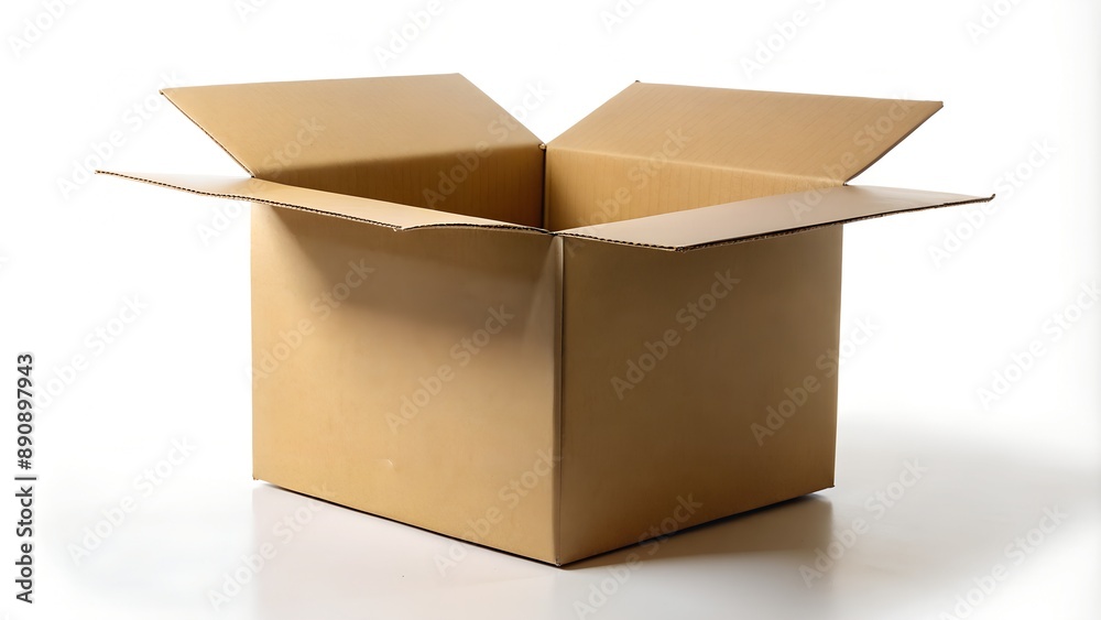 Empty cardboard box open on white background Empty cardboard box open on white background