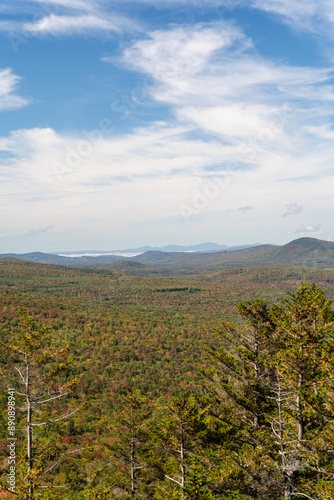 Views overlooking White Mountain National Forest during the beginning of Fall.