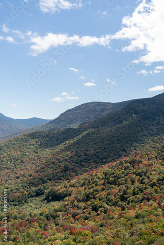 Views overlooking White Mountain National Forest during the beginning of Fall.