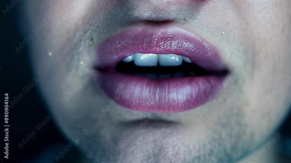 Closeup of a persons trembling lips as they struggle to form words the ...