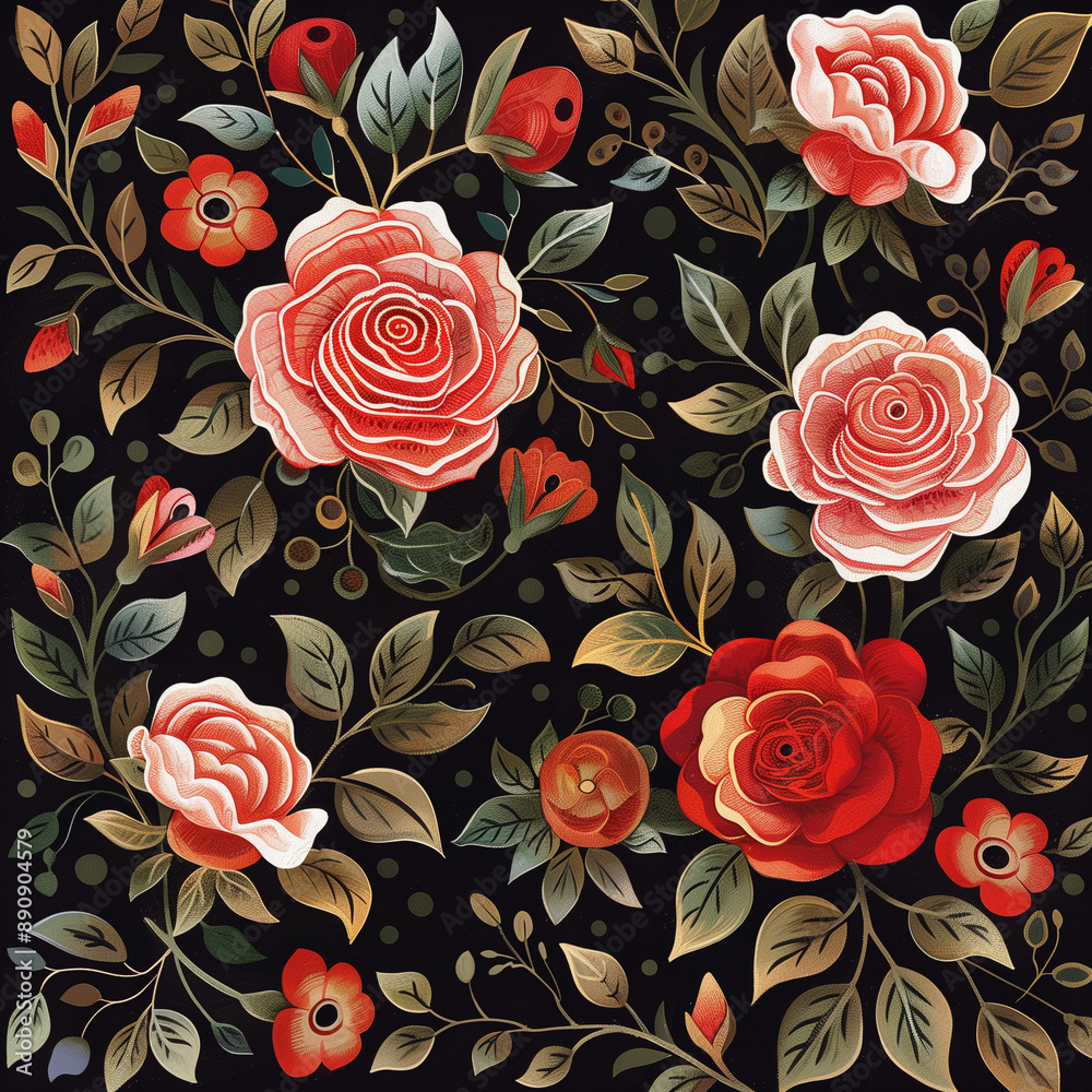 golden effect roses pattern , black background golden effect roses pattern , black background