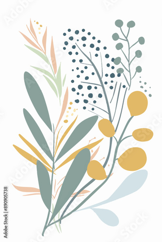 Vector hand drawn abstract watercolor flower