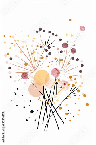 Vector hand drawn abstract watercolor flower