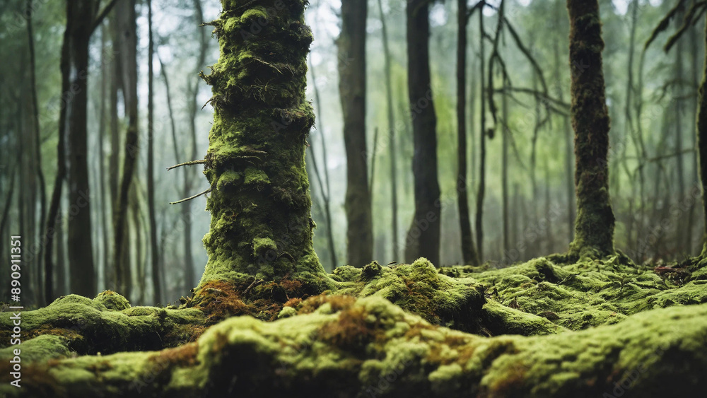 Green moss on forest, 16:9, 300 dpi with copyspace Green moss on forest, 16:9, 300 dpi with copyspace