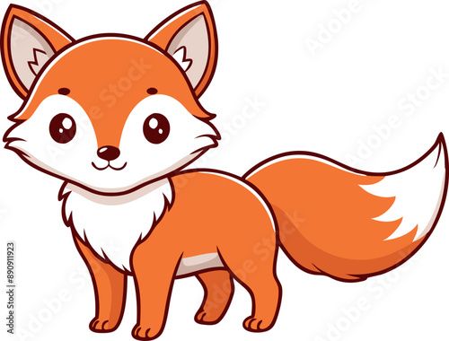 Adorable cartoon fox vector illustration. Cute fox character standing on white background. Perfect for children's designs, posters, and educational materials.